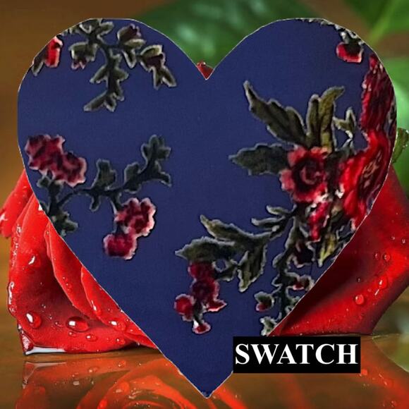 Lulus Magnificent Charm Navy Floral Burnout Velvet Off-the-Shoulder Dress Siz S - Picture 6 of 12